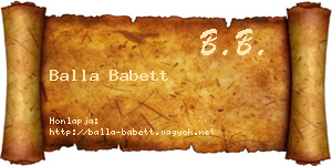 Balla Babett névjegykártya